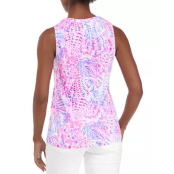 Lilly Pulitzer Essie pink print tank top 20834 - Picture 2 of 11